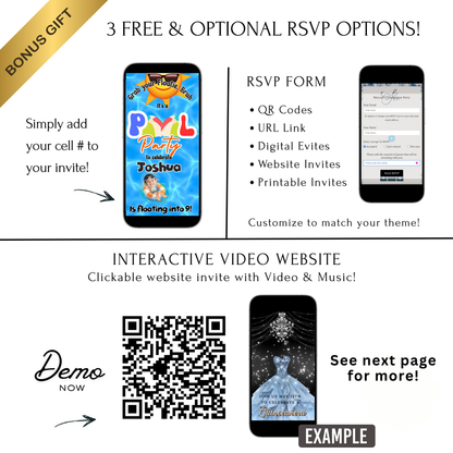 Pool Party Video Invitation | Digital Boy Birthday Invite | Editable Canva Evite Template