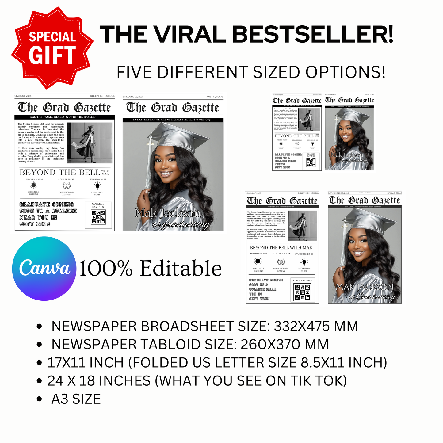 Graduation Party Video Invitation | Digital Graduation Invite for Her | Editable Online RSVP Evite Canva Template