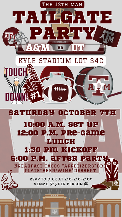 Kyle Field football digital video invite card