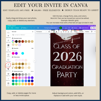 Graduation Party Video Invitation | Maroon Graduation RSVP Invite | Editable Online RSVP Evite Canva Template