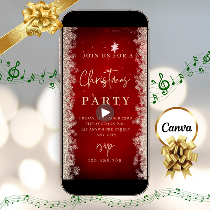 Editable Snowflake Video Invitation Template | Mobile Animated Christmas Invite | Canva Evite Download – Hostessy