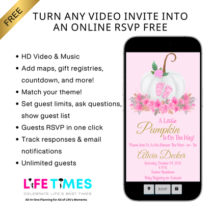 Baby Shower Video Invitation | Little Pumpkin Party Invite