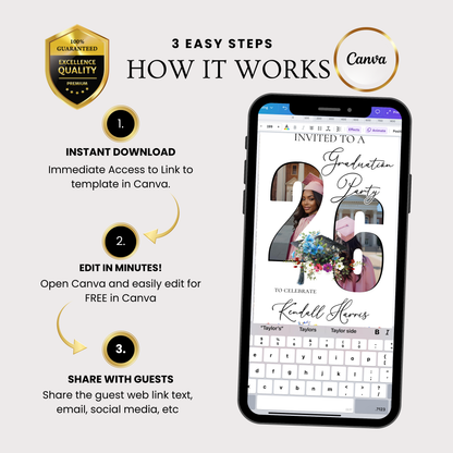 Wildflower Graduation Party Video Invitation | Spring Floral Graduation Invite for Her | Editable Online RSVP Evite Canva Template