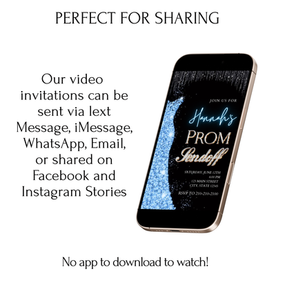 Blue Prom Send Off Video Invitation – Editable Canva Animated Invite