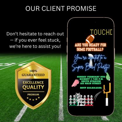 Editable Super Bowl LX Party Video Invitation | Digital Canva Template