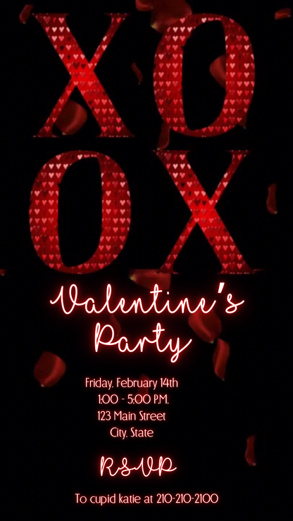 Valentines Day Party Video Invitation | Digital Galentines Day Invite | Editable Canva Evite Template