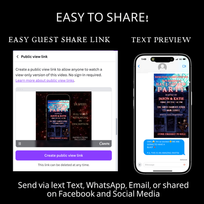 Halloween-Videoeinladung, animierte Halloween-Einladung für März, bearbeitbare mobile Halloween-Party-Einladung