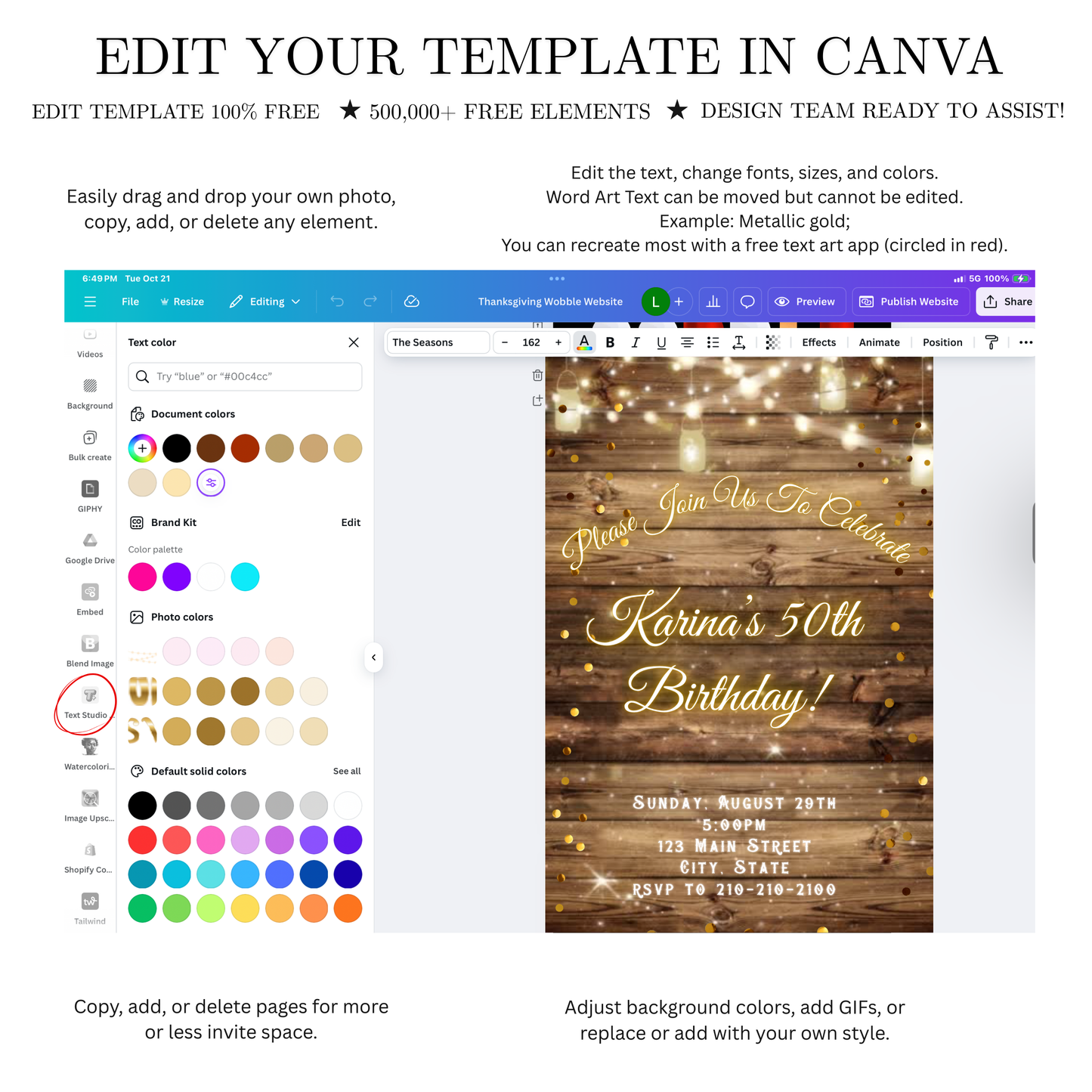 String Lights Video Invitation | Western Theme Digital Evite | Editable Canva Template