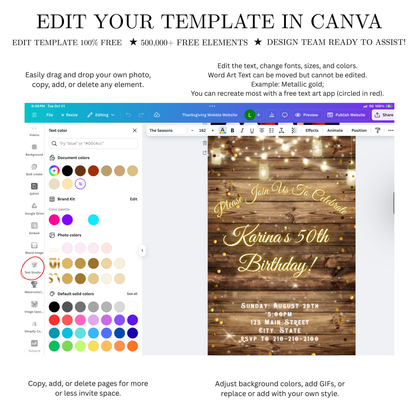 String Lights Video Invitation | Western Theme Digital Evite | Editable Canva Template