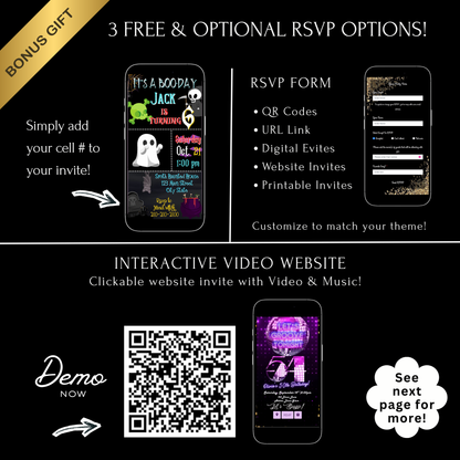 Halloween Video Invitation | Animated Halloween Digital Evite | Editable Canva Invite Template