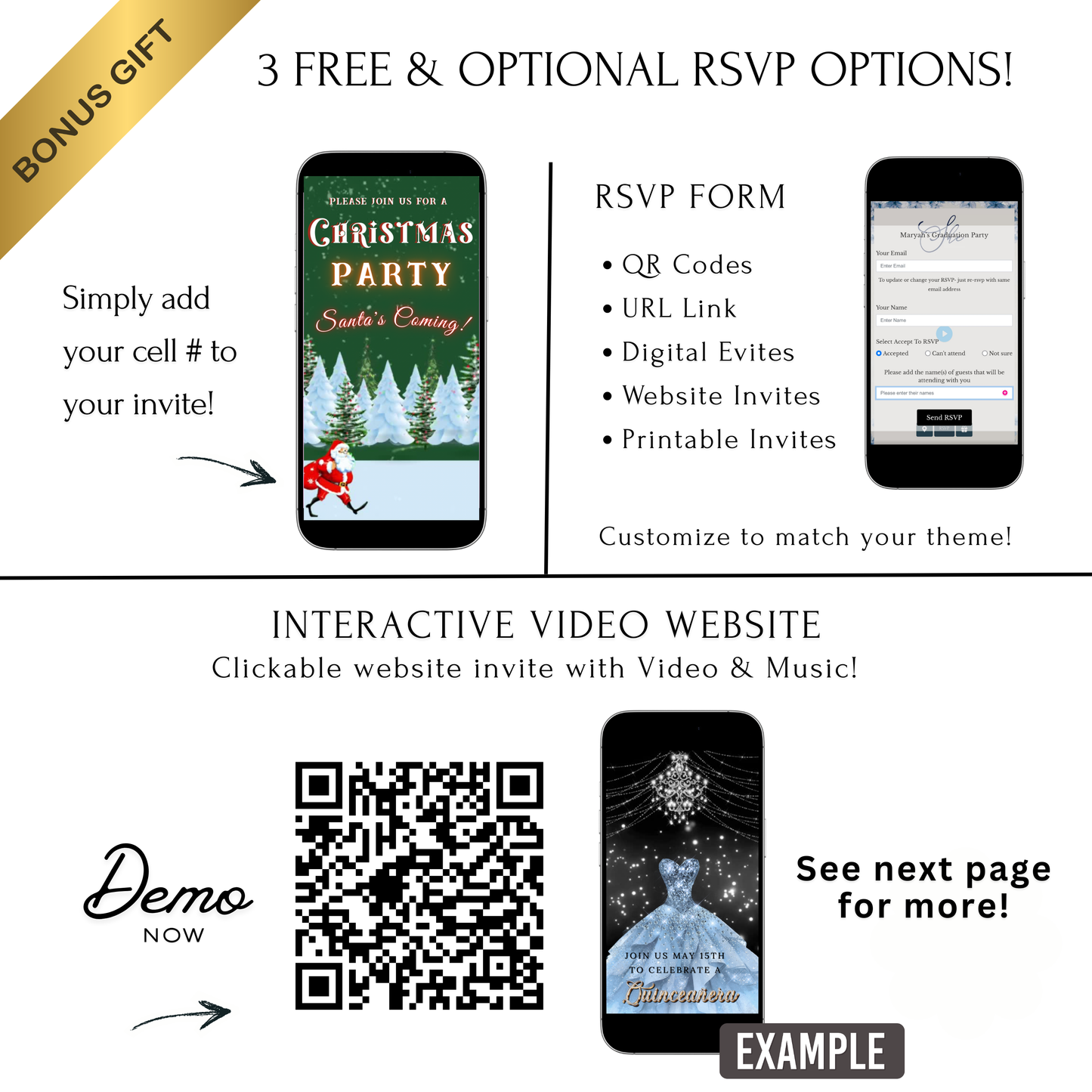 Christmas Party Video Invitation | Animated Santa Digital Evite | Editable Canva Invite Template