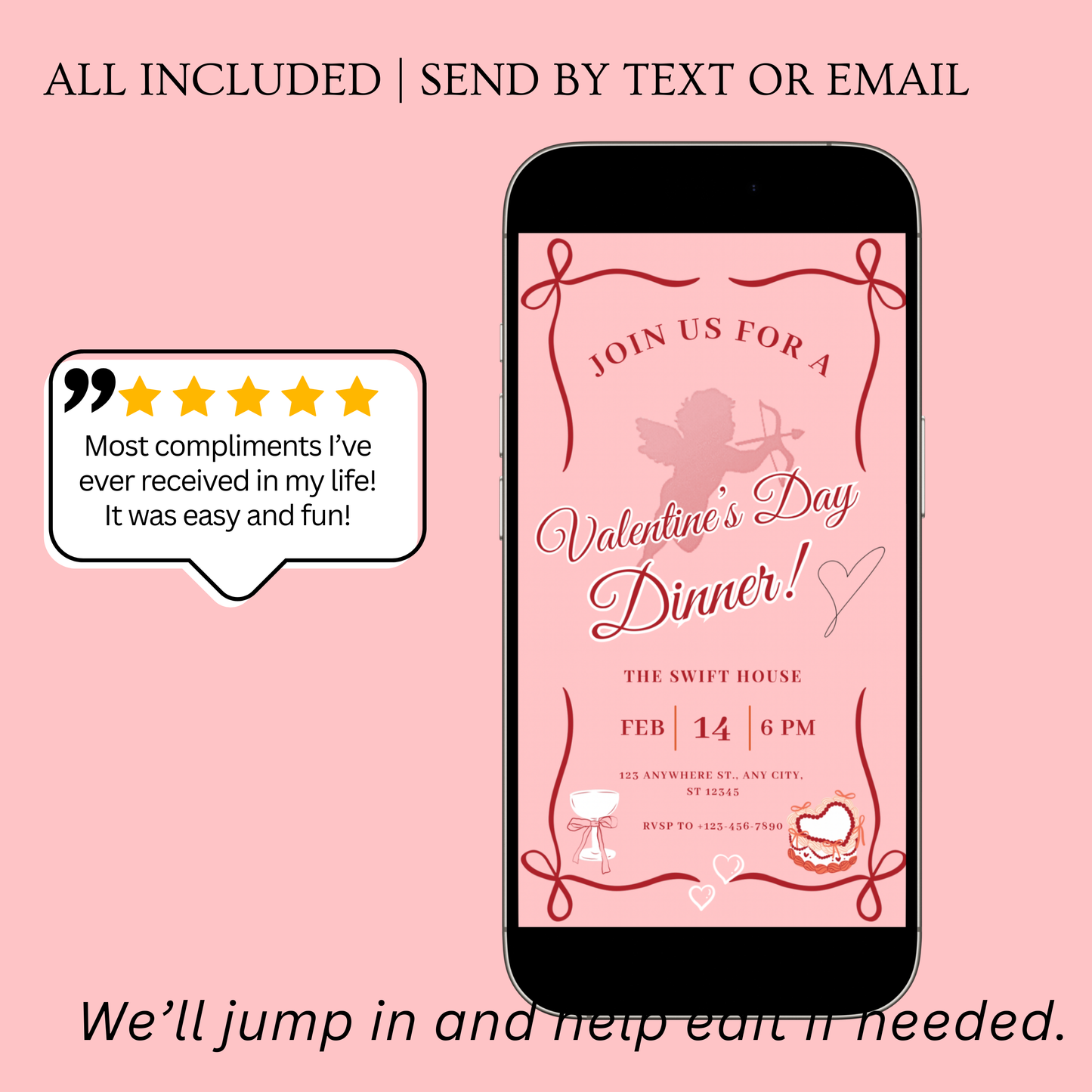 Valentines Party Video Invitation | Digital Galentines Day Animated Invite | Editable Canva Evite Template