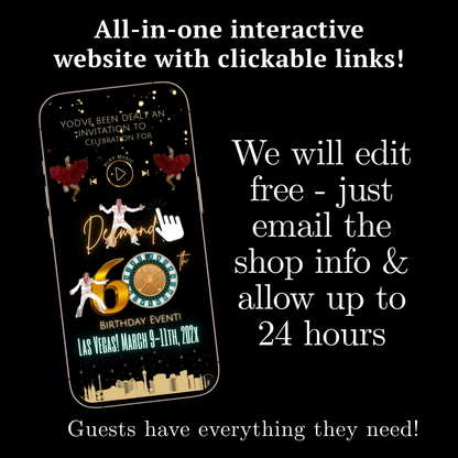 Las Vegas Website Invitation | Las Vegas RSVP Itinerary Website | Canva Website Template
