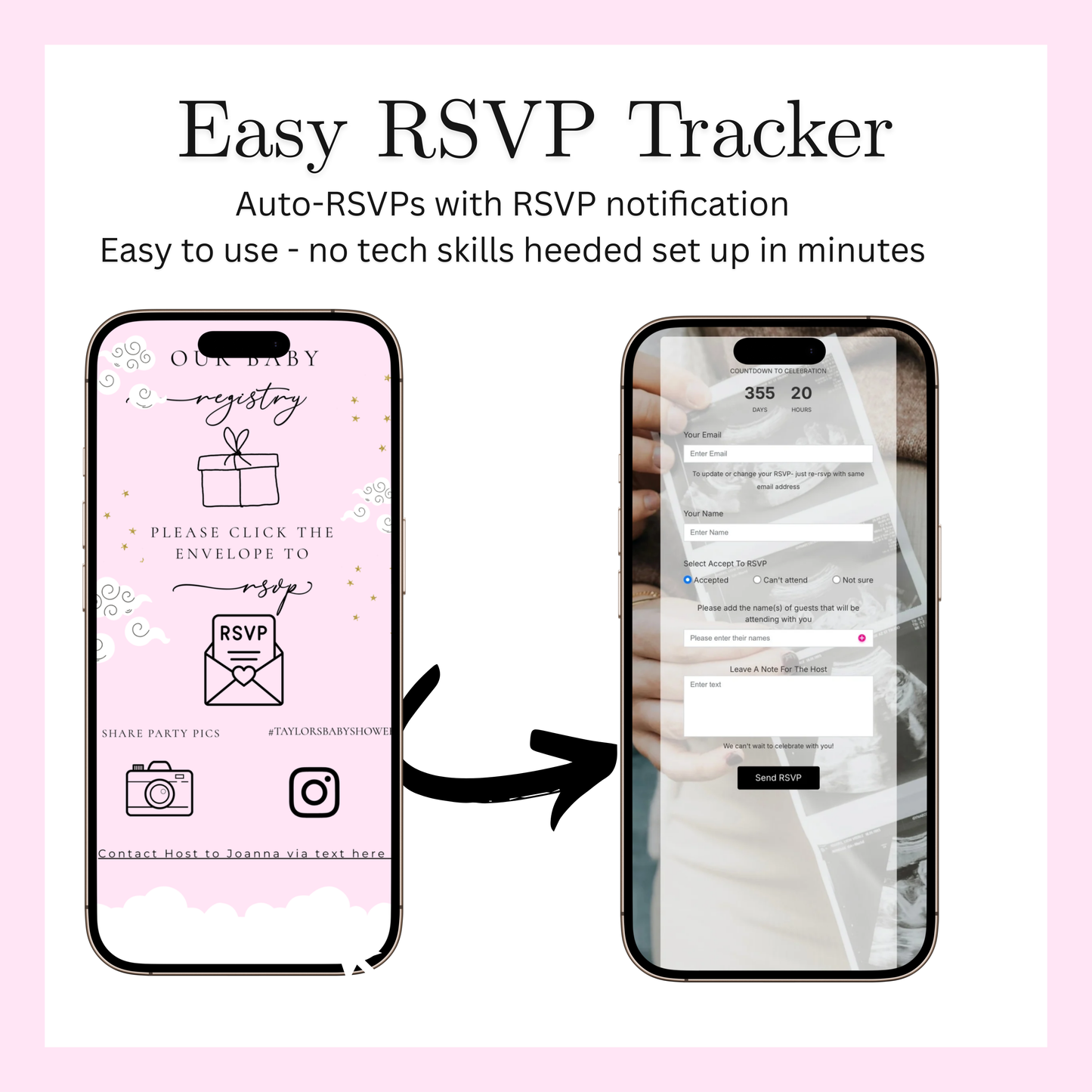 Over the Moon Baby Shower Mini Website | Canva Editable Template | Its a Girl Video Invite