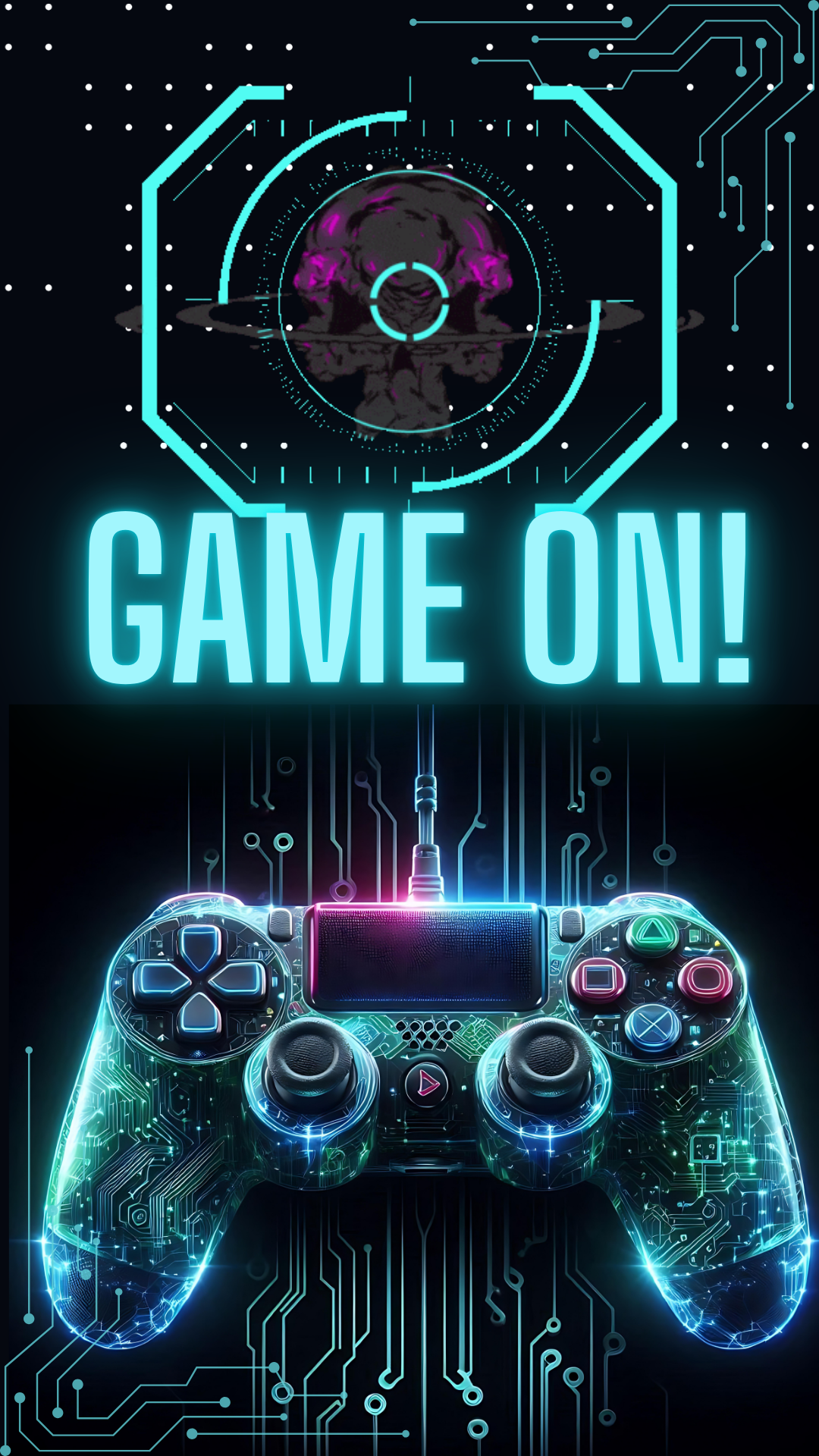 Cyber tech game controller digital invite template