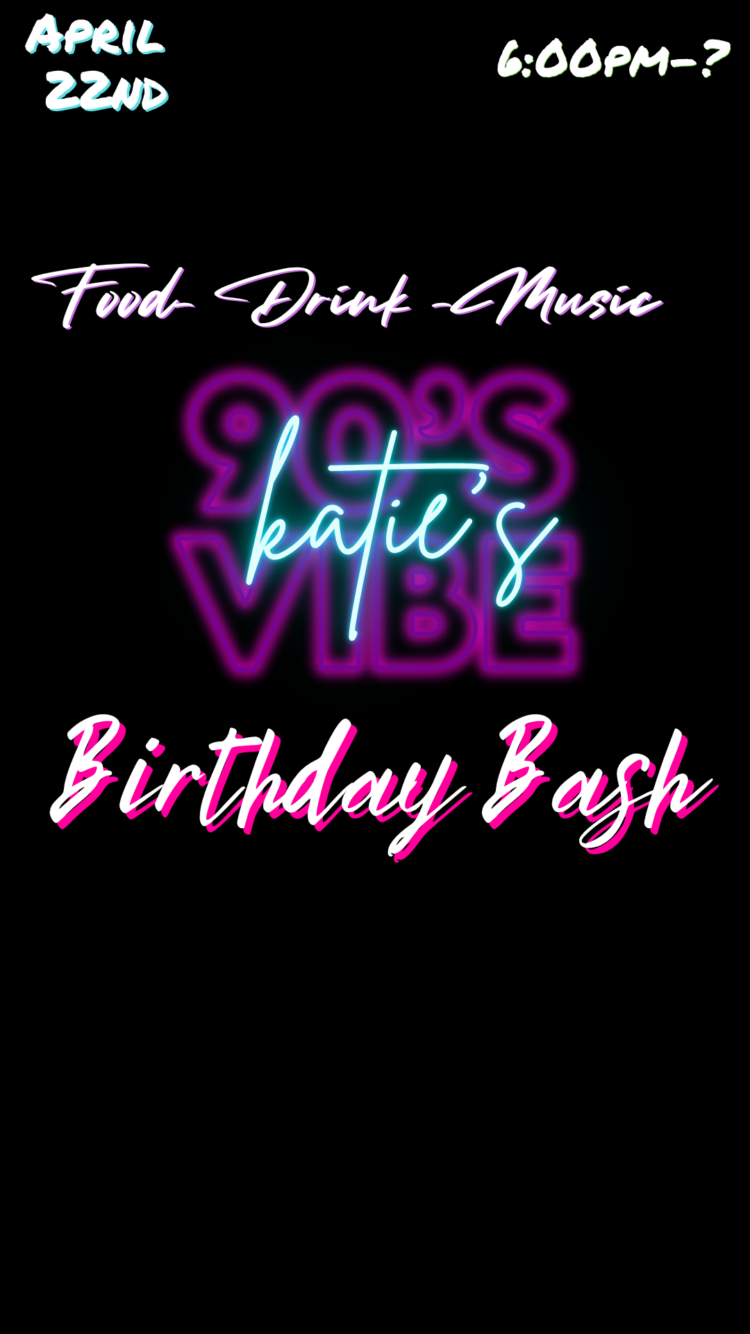 Neon vibe 90s party video invitation customizable