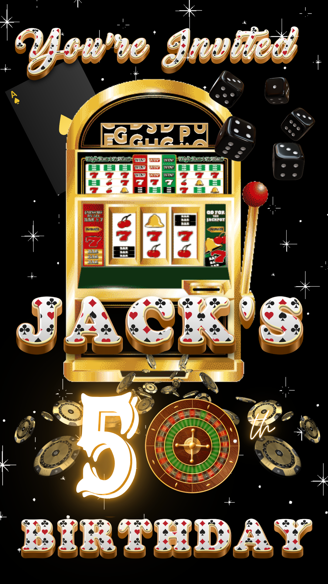 Animated Casino Night Birthday Video Invitation