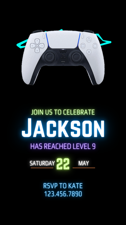 Animated Gamer Birthday Video Invitation