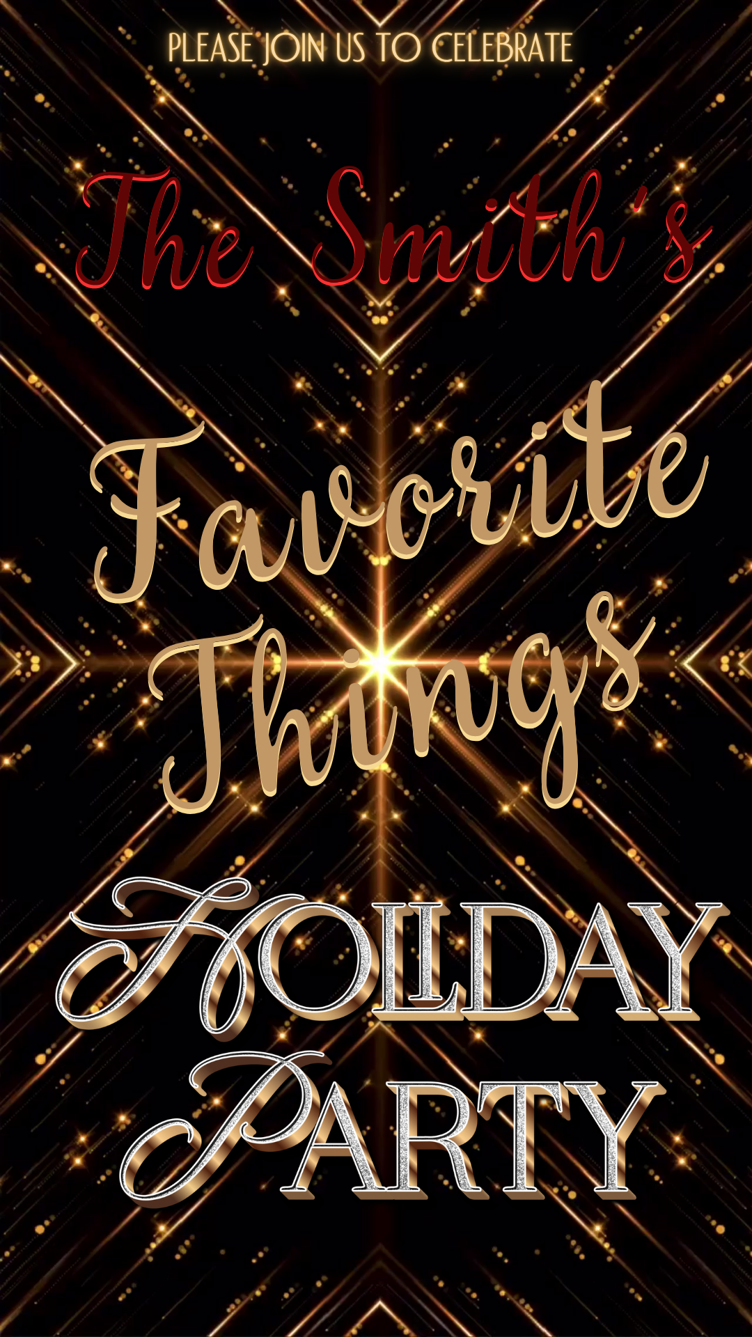 Favorite Things Holiday Party Video Invitation – Elegant Christmas Celebration Evite Canva Editable