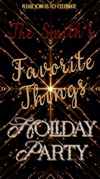 Favorite Things Holiday Party Video Invitation – Elegant Christmas Celebration Evite Canva Editable