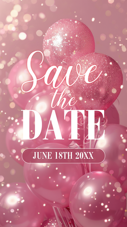 Pink Sparkle Graduation Save The Date Video Invitation Instant Download