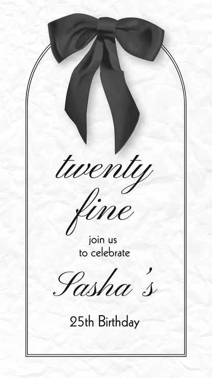 Elegant Twenty Fine Birthday Party Video Invite Canva Editable