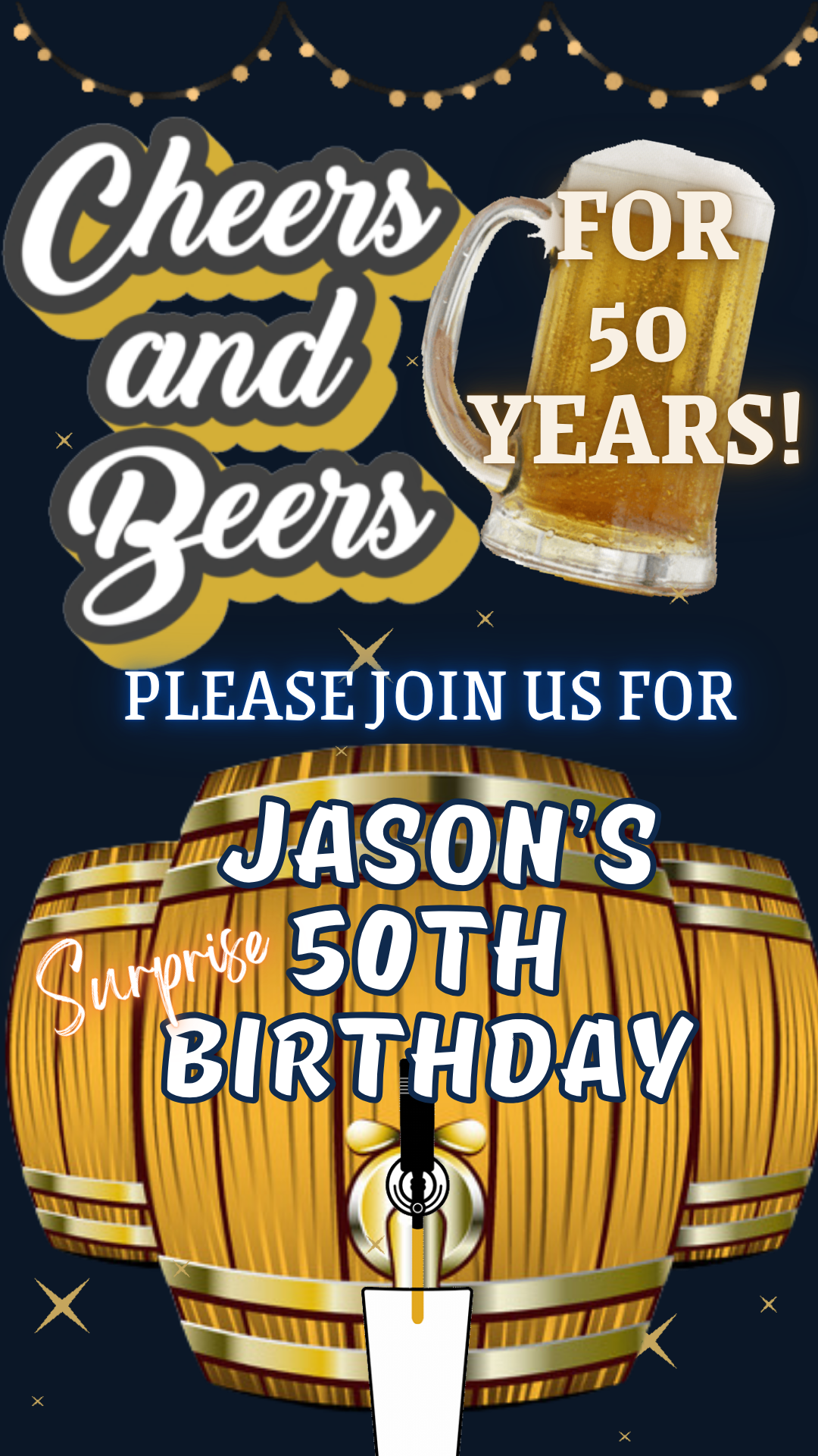 Online editable beer milestone video party invite