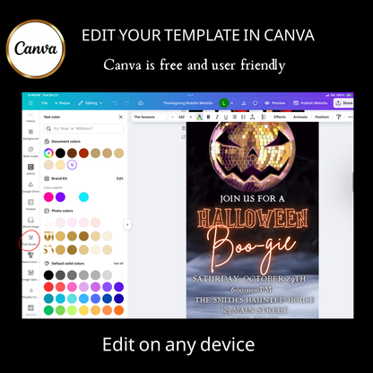 Halloween-Videoeinladung, animierte Discoween-Einladung, bearbeitbare mobile Halloween-Party-Einladung