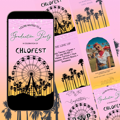 Coachella Video Invitation | Mobile Music Festival RSVP Website Animated Invite | Digital Invite Template