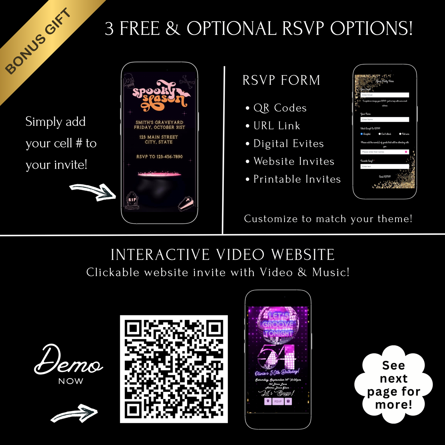Halloween Video Invitation | Animated Pink Spooky Digital Evite | Editable Canva Invite Template