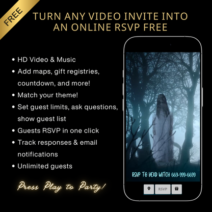 Halloween Video Invitation | Animated Halloween Digital Evite | Editable Canva Invite Template