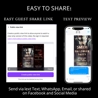 Halloween-Videoeinladung, animierte Einladung zum Spukwald, bearbeitbare mobile Halloween-Party-Einladung