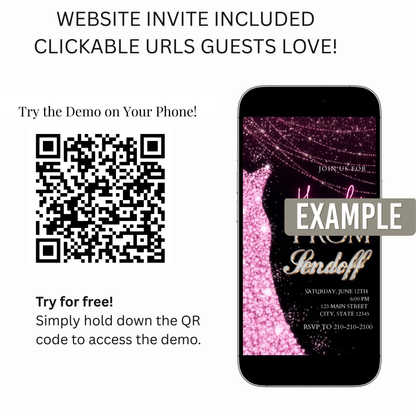 Pink Prom Send Off Video Invitation – Editable Canva Animated Invite