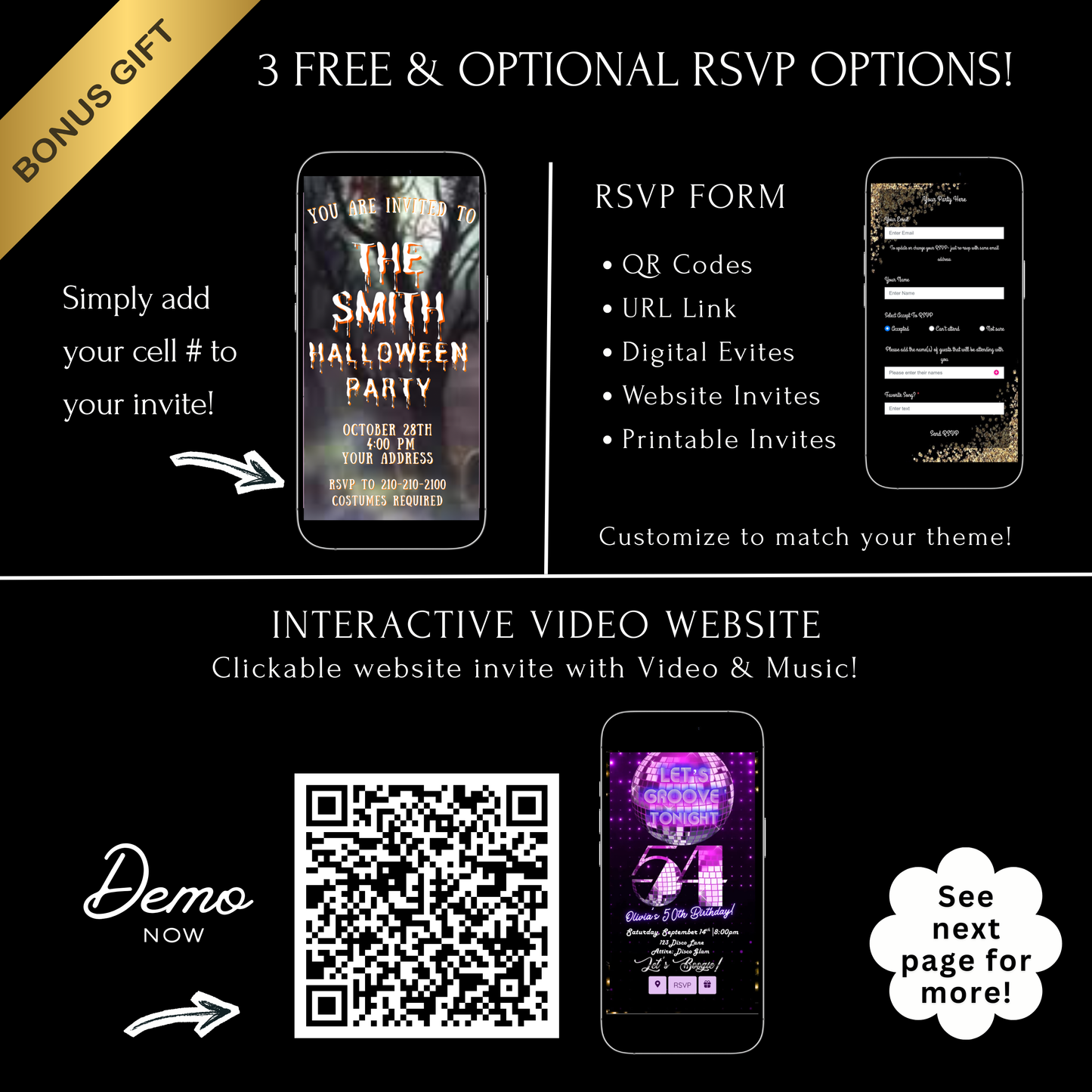 Halloween-Videoeinladung, animierte Einladung zum Spukwald, bearbeitbare mobile Halloween-Party-Einladung