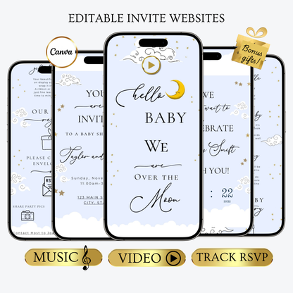 Over the Moon Baby Shower Invitation and Guest Website