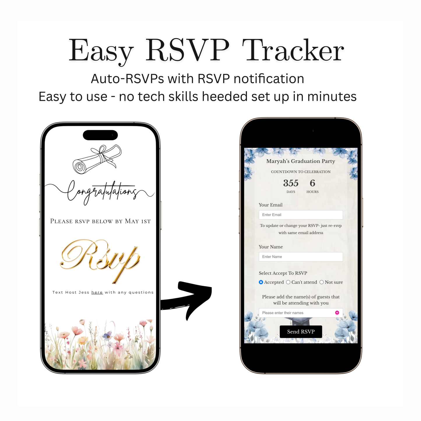 2026 Graduation Website Invitation | Spring Floral Canva Website RSVP Template with Music | Spring Floral for her