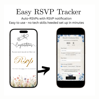 2026 Graduation Website Invitation | Spring Floral Canva Website RSVP Template with Music | Spring Floral for her