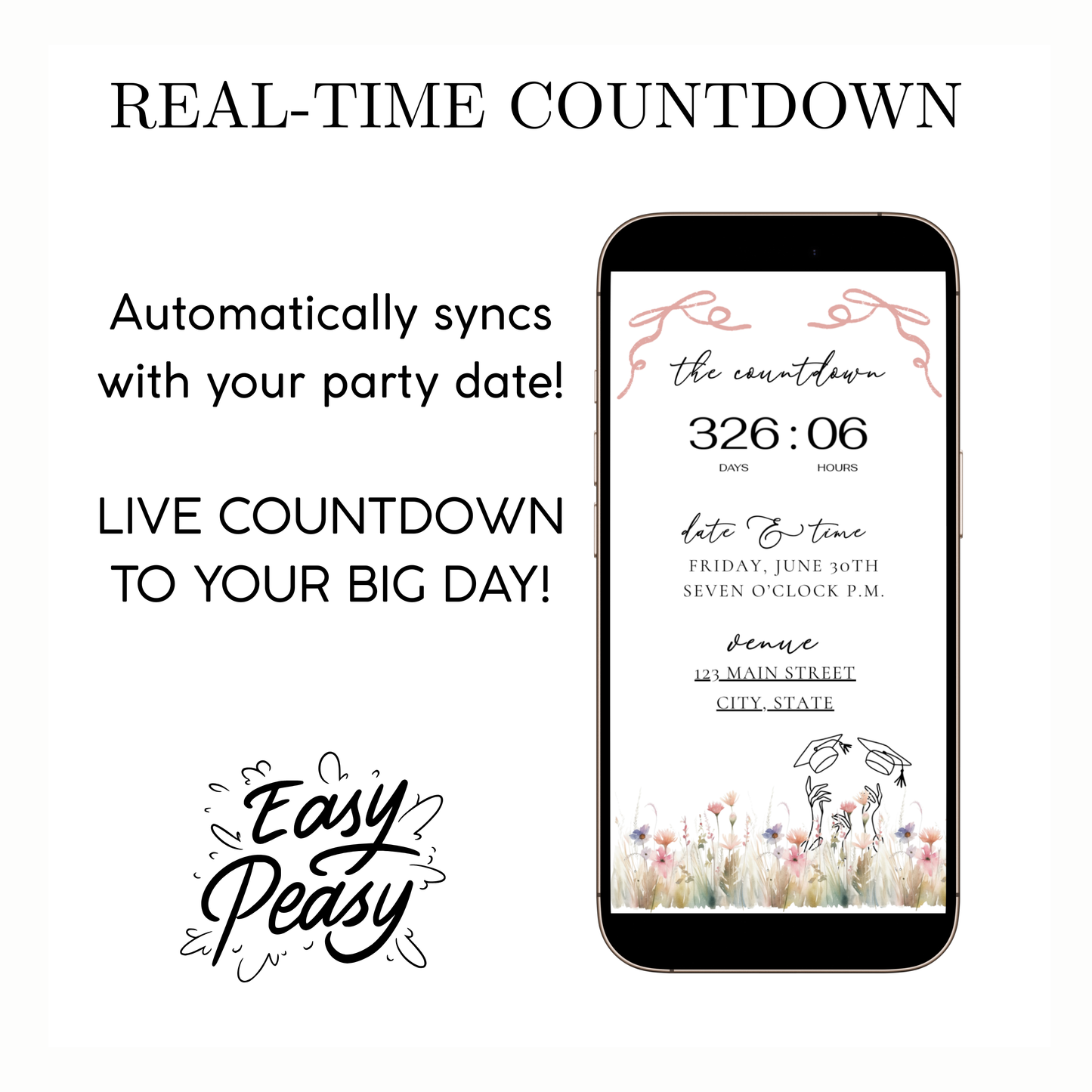 2026 Graduation Website Invitation | Spring Floral Canva Website RSVP Template with Music | Spring Floral for her