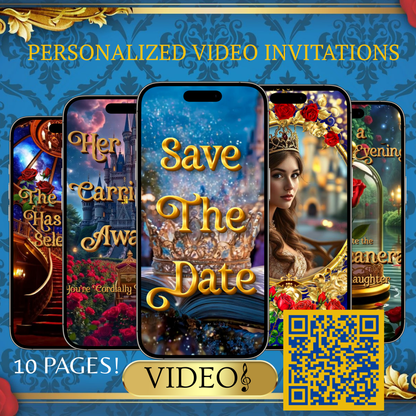 Beauty and the Beast Video Invitation | Save the Date Quinceañera | Sweet 16 Royal Princess Invite