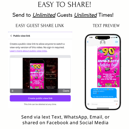 Editable 90s Video invitation | Animated Throwback 80s, 90s, 2000s
