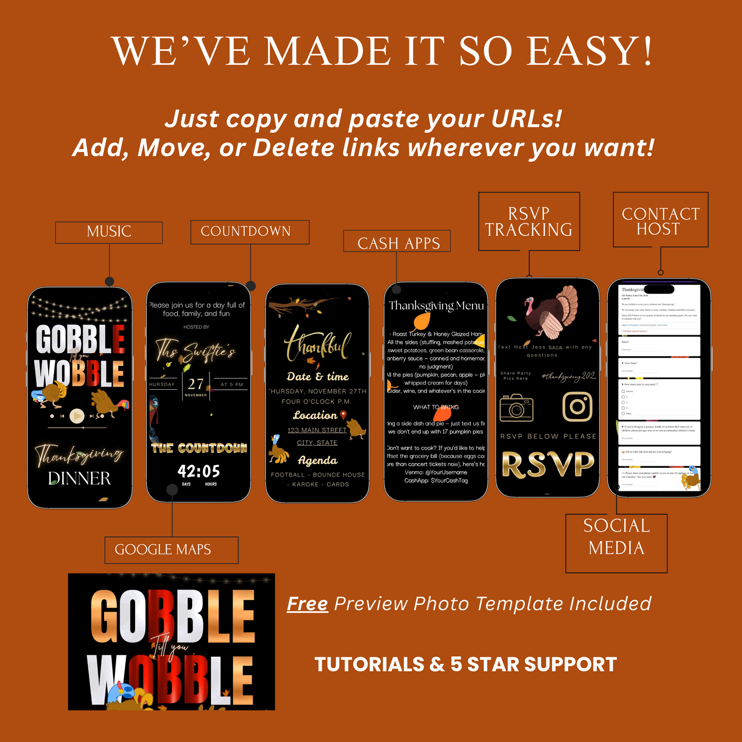 Thanksgiving Invitation Website with RSVP tracking, Animated Friendsgiving Dinner Invite Website Template