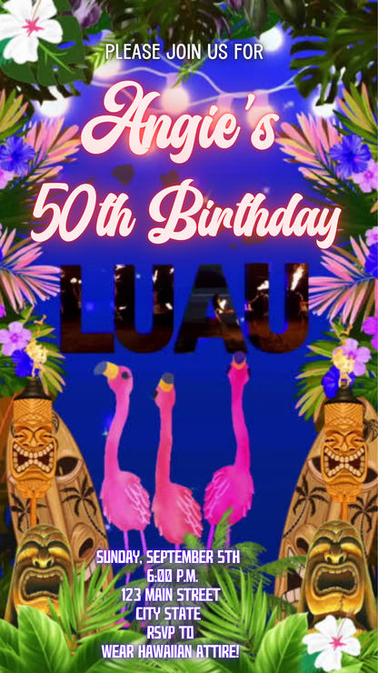 Aloha Tropical Luau Video Invitation Instant Download