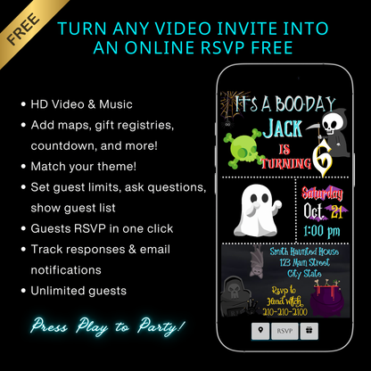 Halloween Video Invitation | Animated Halloween Digital Evite | Editable Canva Invite Template