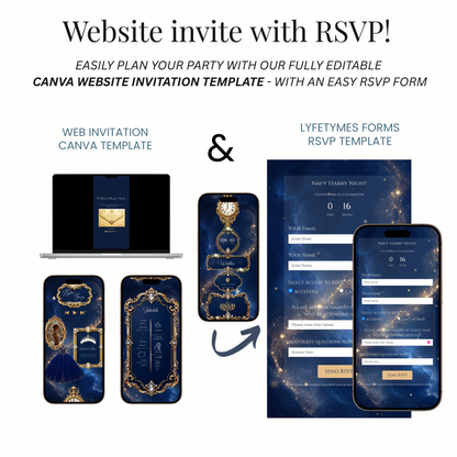 Navy and Gold Website Invitation with RSVP tracking