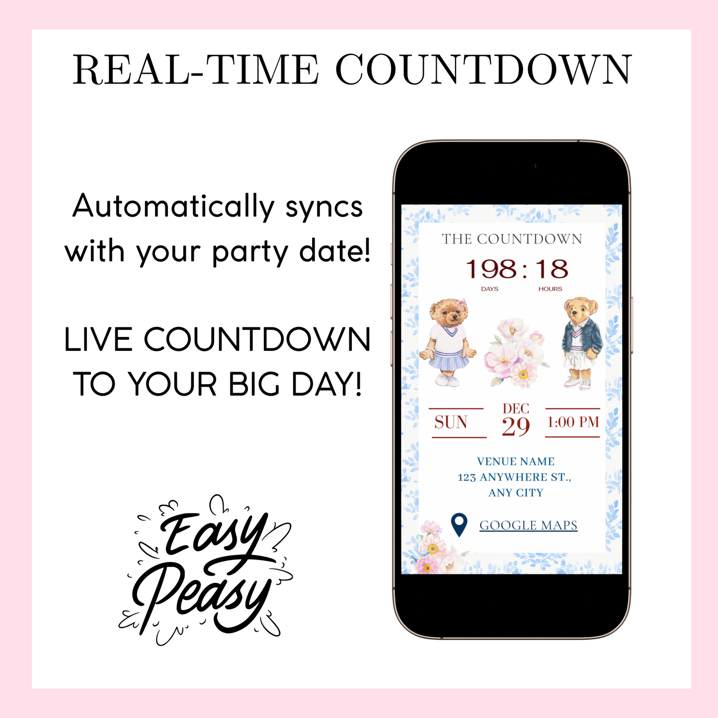 Einladung zur Babyparty mit Polo-Bär | Interaktive RSVP-Website | Bearbeitbare Canva-Vorlage