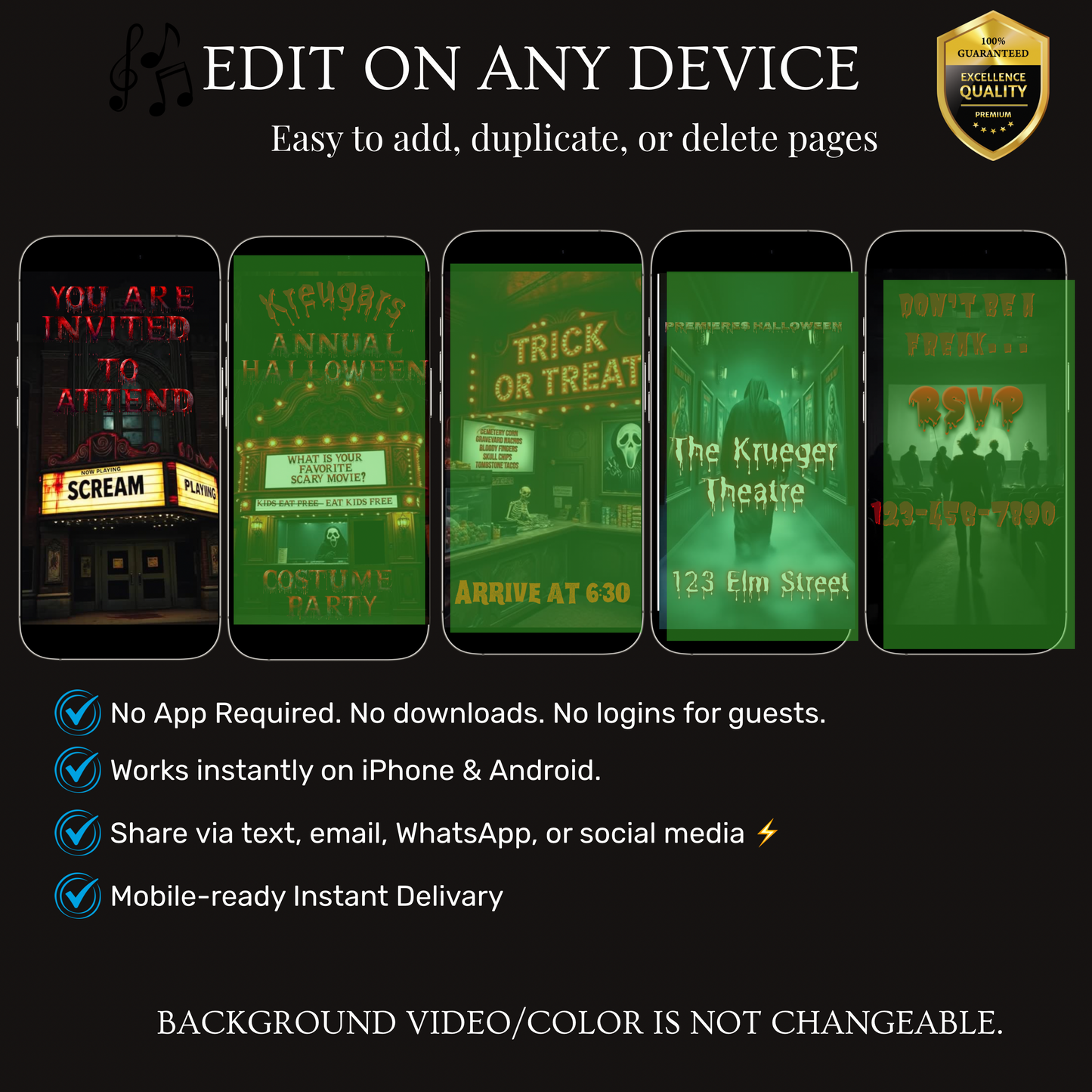 Horror Movie Theater Halloween Costume Party Video Invitation – Editable Canva Animated Invite