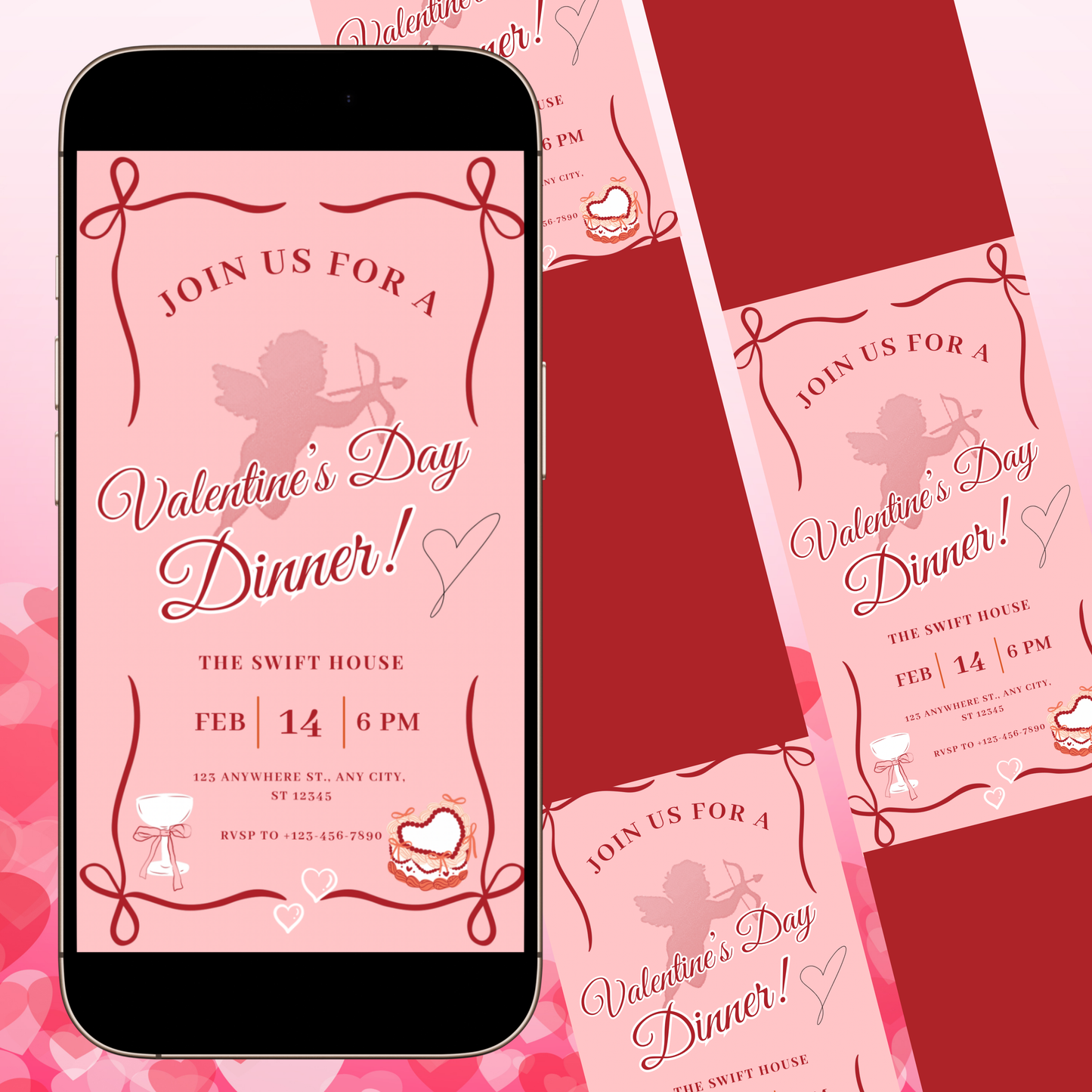 Valentines Party Video Invitation | Digital Galentines Day Animated Invite | Editable Canva Evite Template