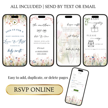 Wildflowers Baby Shower Invite Website with RSVP