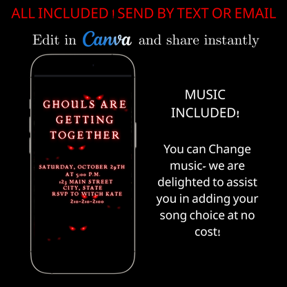 Halloween-Videoeinladung, animierte mobile Einladung mit bösem Blick