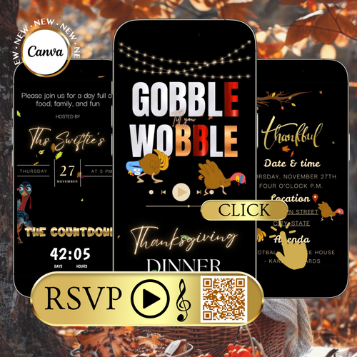 Thanksgiving Invitation Website with RSVP tracking, Animated Friendsgiving Dinner Invite Website Template